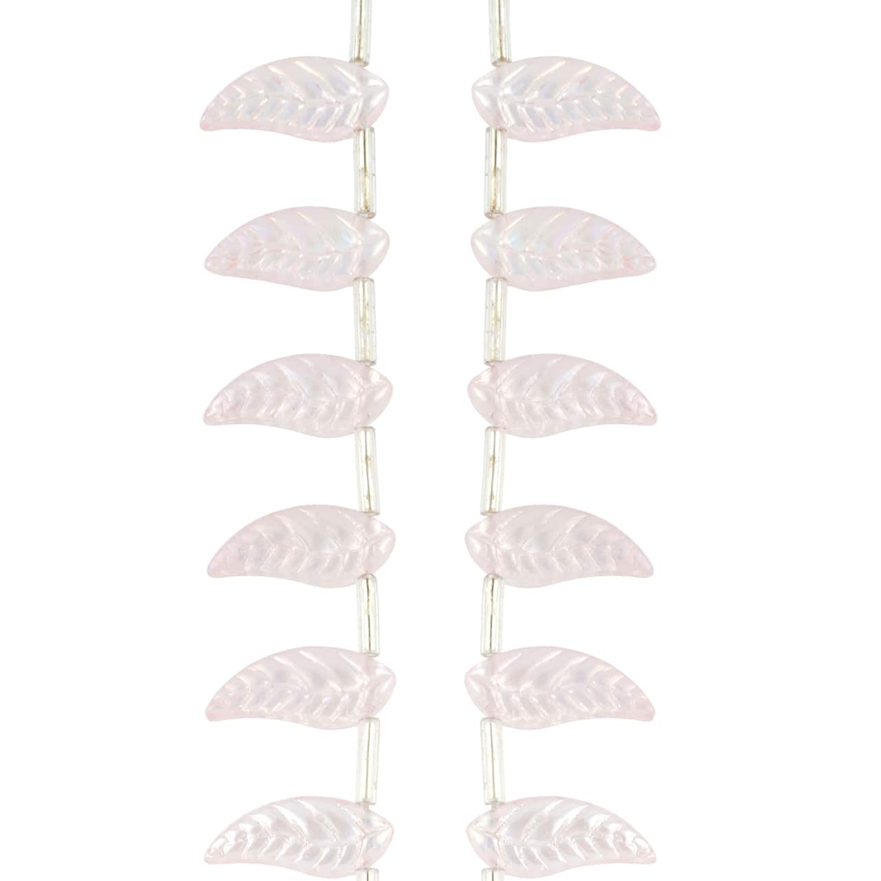 12 Packs: 24 ct. (288 total) Pink Glass Leaf Beads, 18mm by Bead Landing™